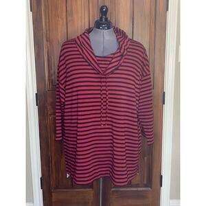Rafaella Red & Black Stripe Top, Size 3X